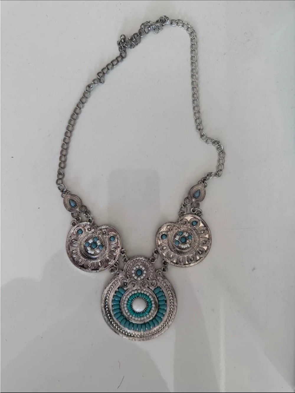 Turquoise Accent Silver-Tone Statement Necklace - Women Jewelry